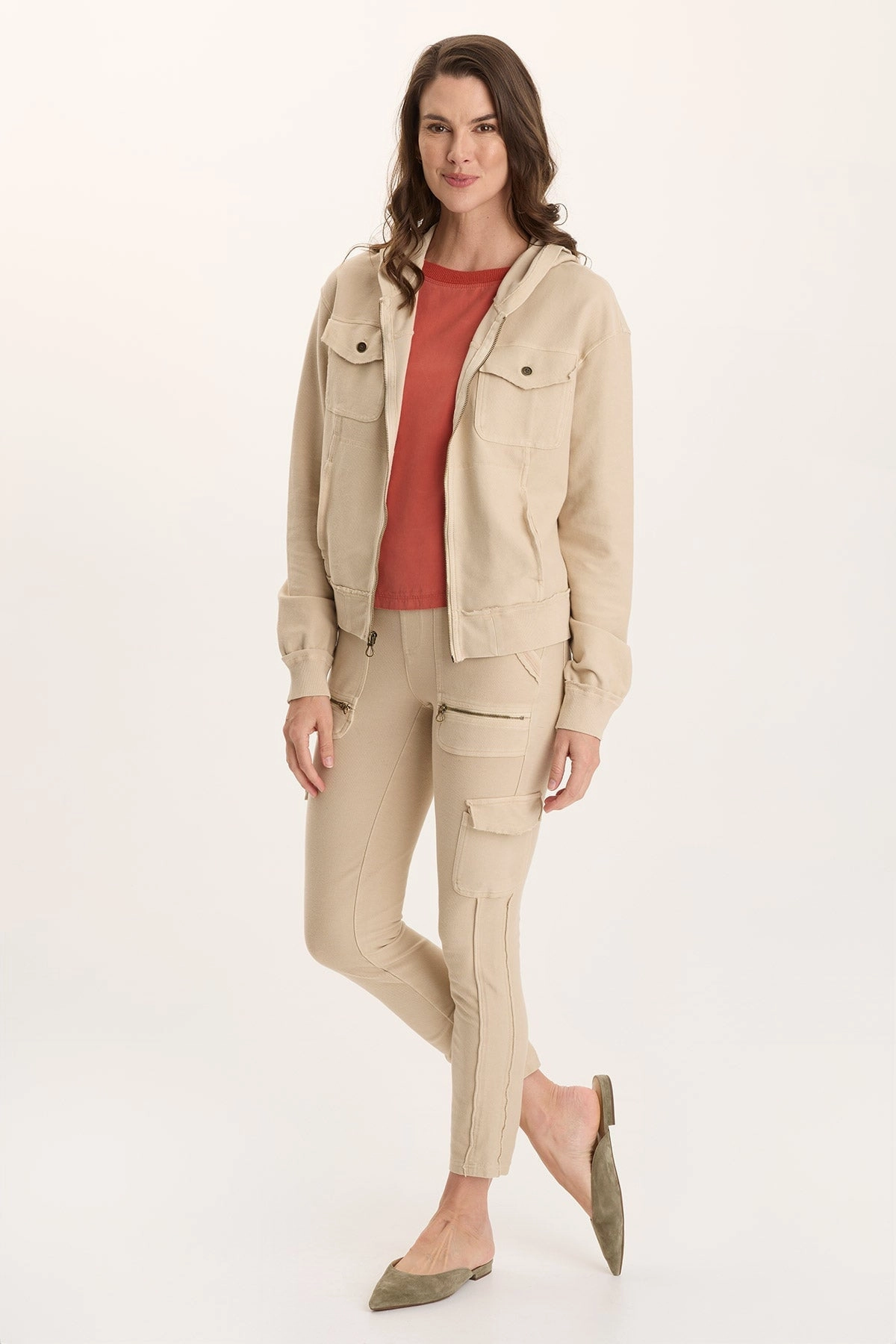 Keelie Twill Knit Elevated Pocket Legging Layered Seam Construction Fashion Flex