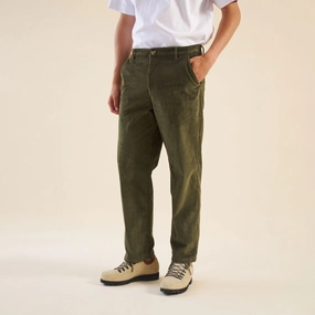 Relaxed Lines Flattering Design Wear bound Army Green Corduroy Trousers