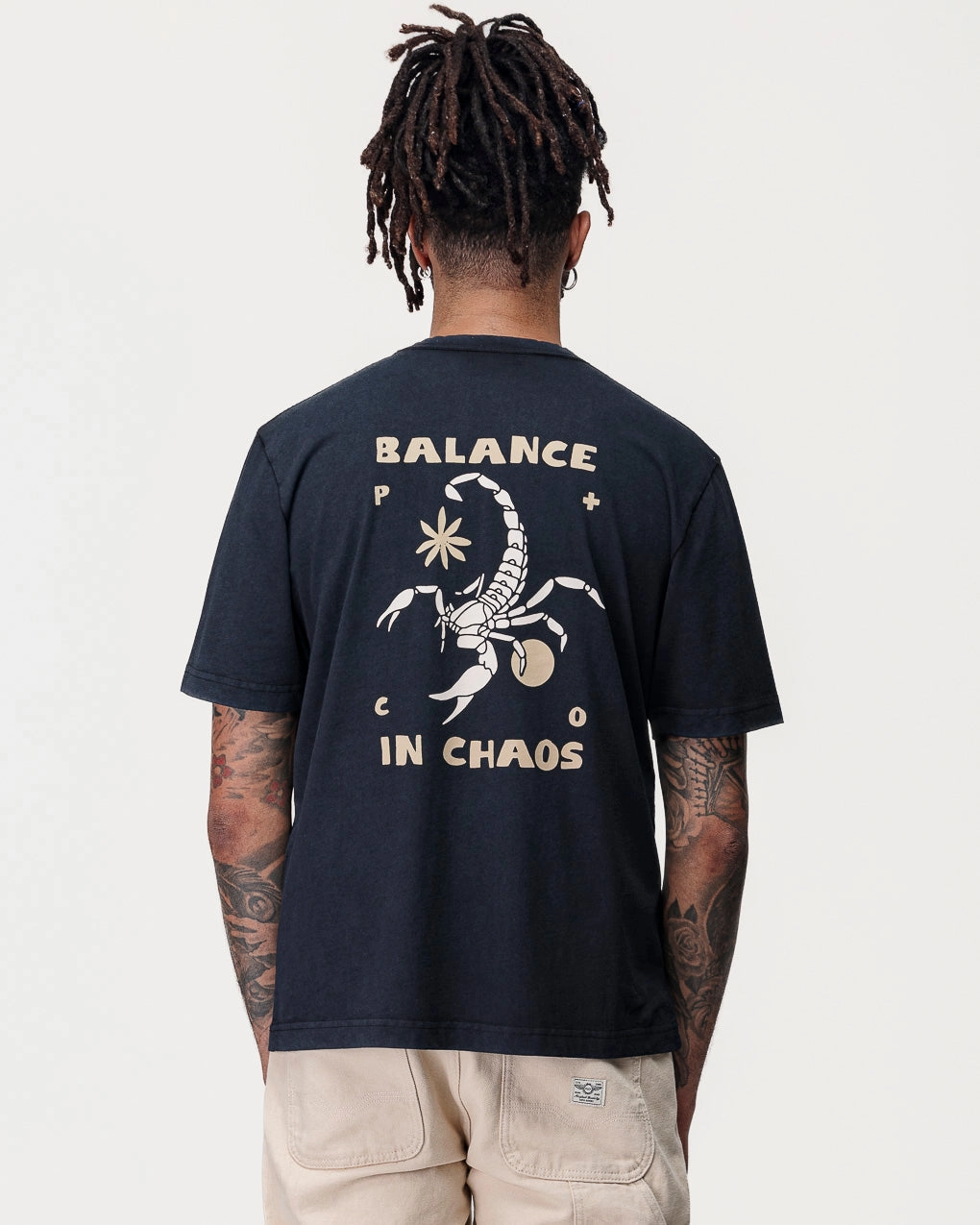 Balance In Chaos T-Shirt - Heavy Washed Black Easy Fit Wear Sporty Fashion