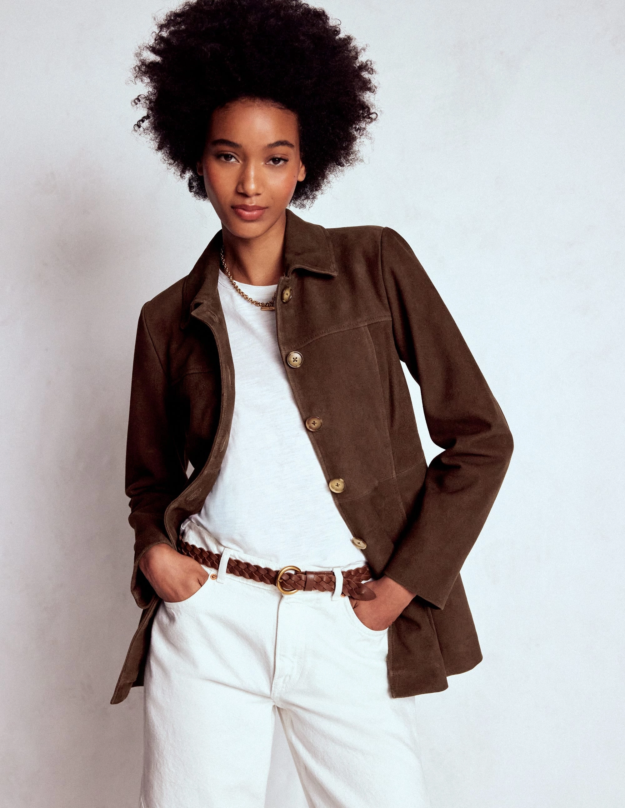 Suede Jacket-Chocolate Suede Flexible Hood Design