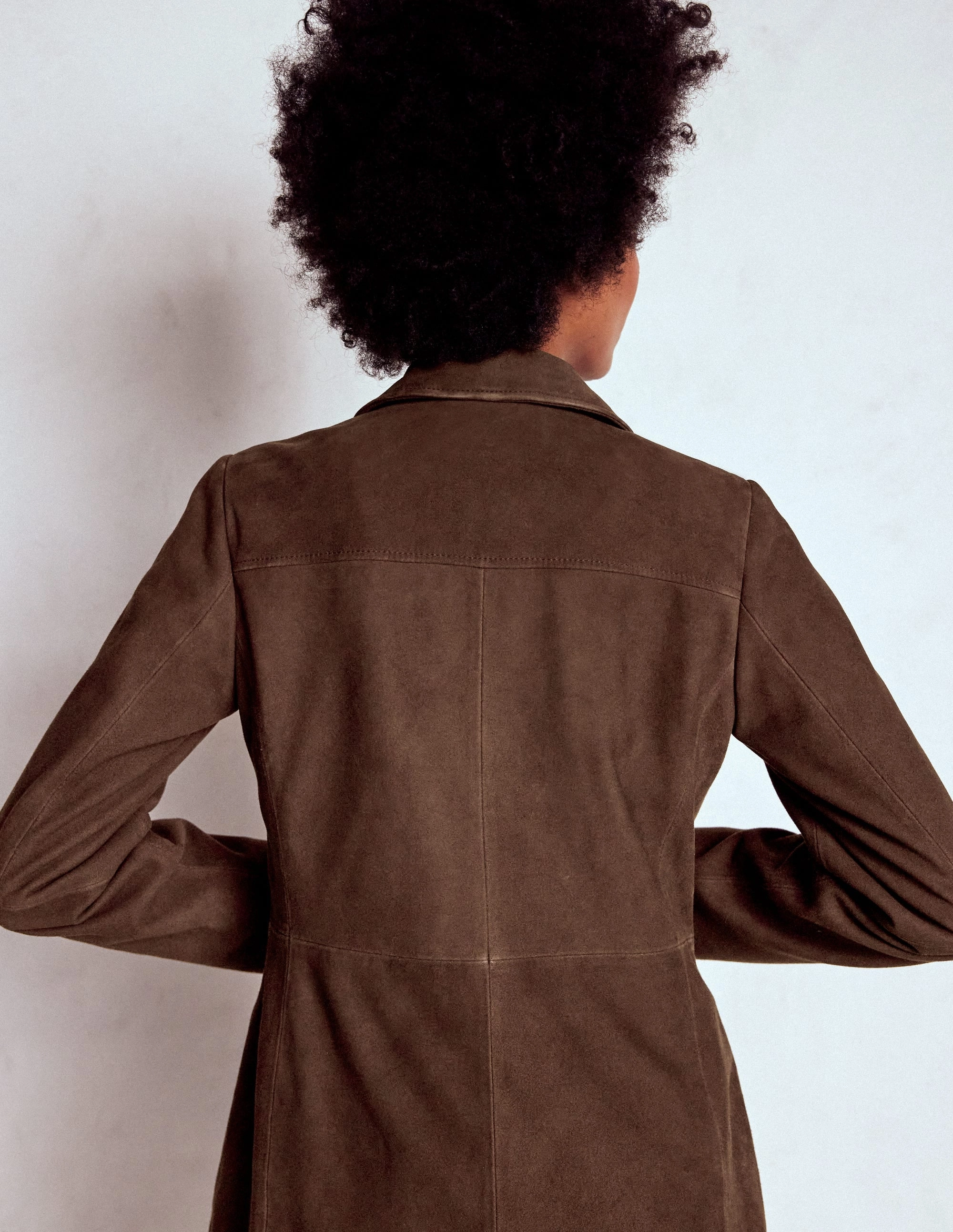 Suede Jacket-Chocolate Suede ExpandableSideGussets