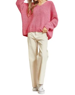 Such A Steal Sweater In Pink Merino Wool
