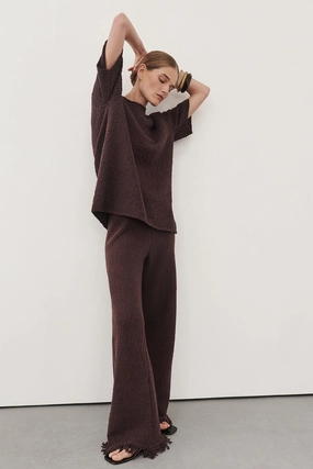 SUE CHOC FRINGE KNIT PANT Daily Comfort Fit