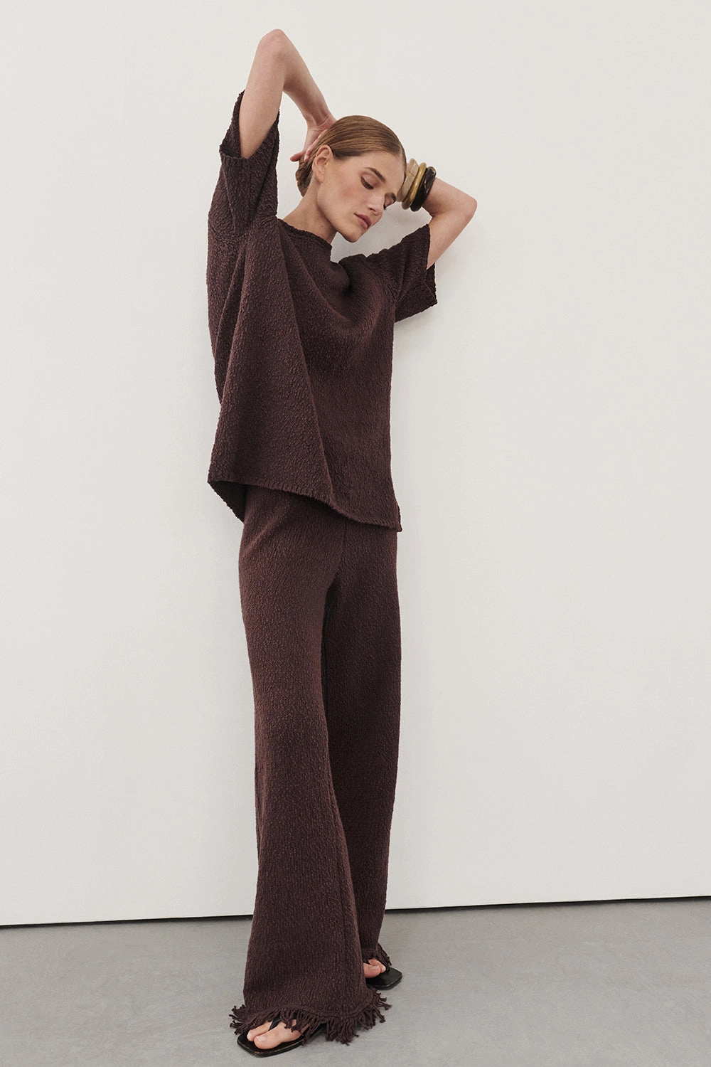 SUE CHOC FRINGE KNIT PANT Daily Comfort Fit