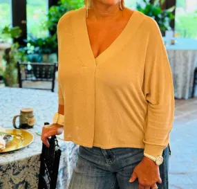 Double Layered Collar Layered Knit Style Summer Breeze Flowy Sweater In Cappuccino