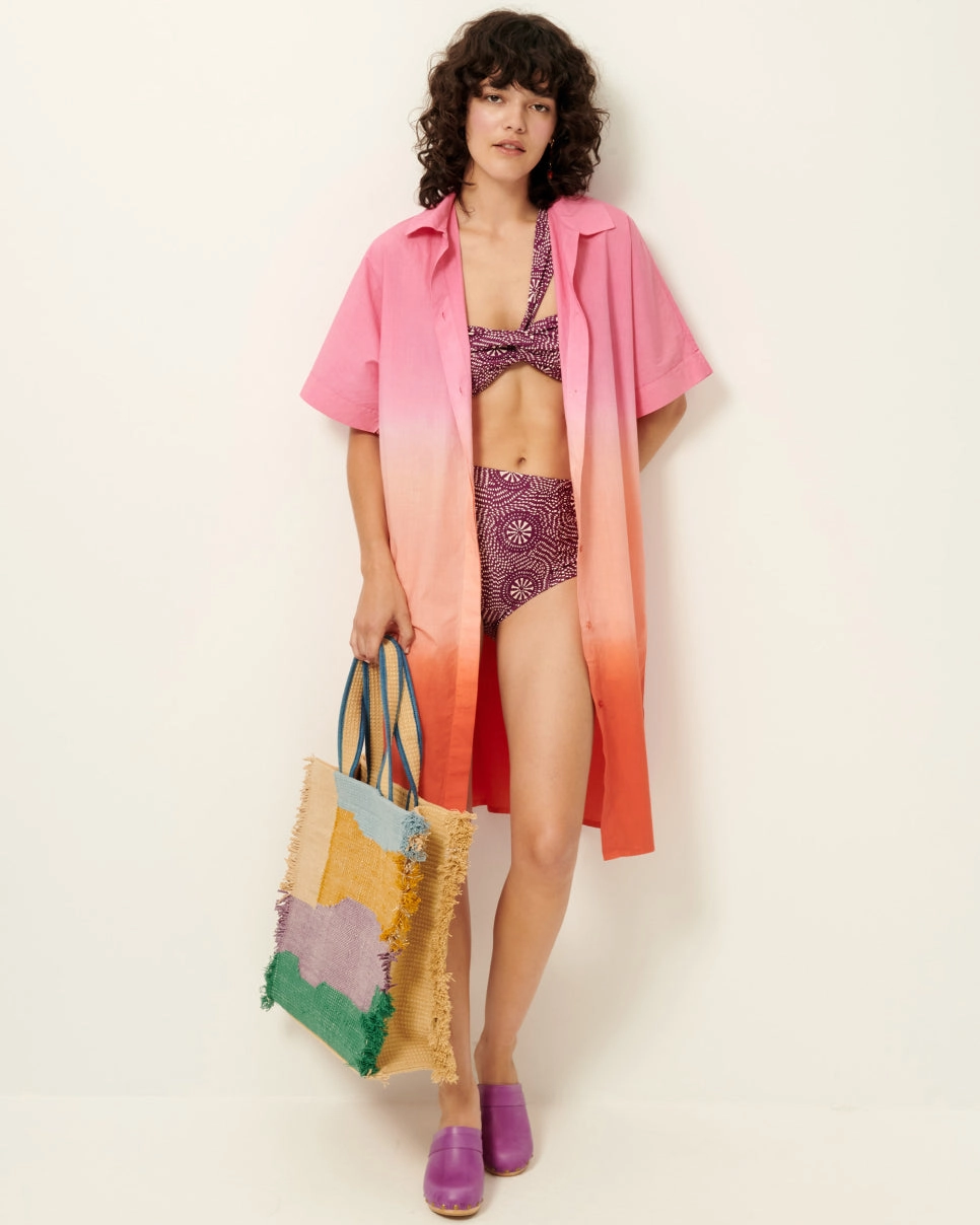 SoftTouchTexture Pink Glow Summer Dye Belted Mid-Length Milazzo Dress