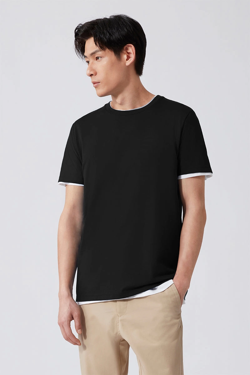 Sustainable Packaging Seasonal Comfort Style Super Soft Crew Neck T-Shirt | Black BKFD01