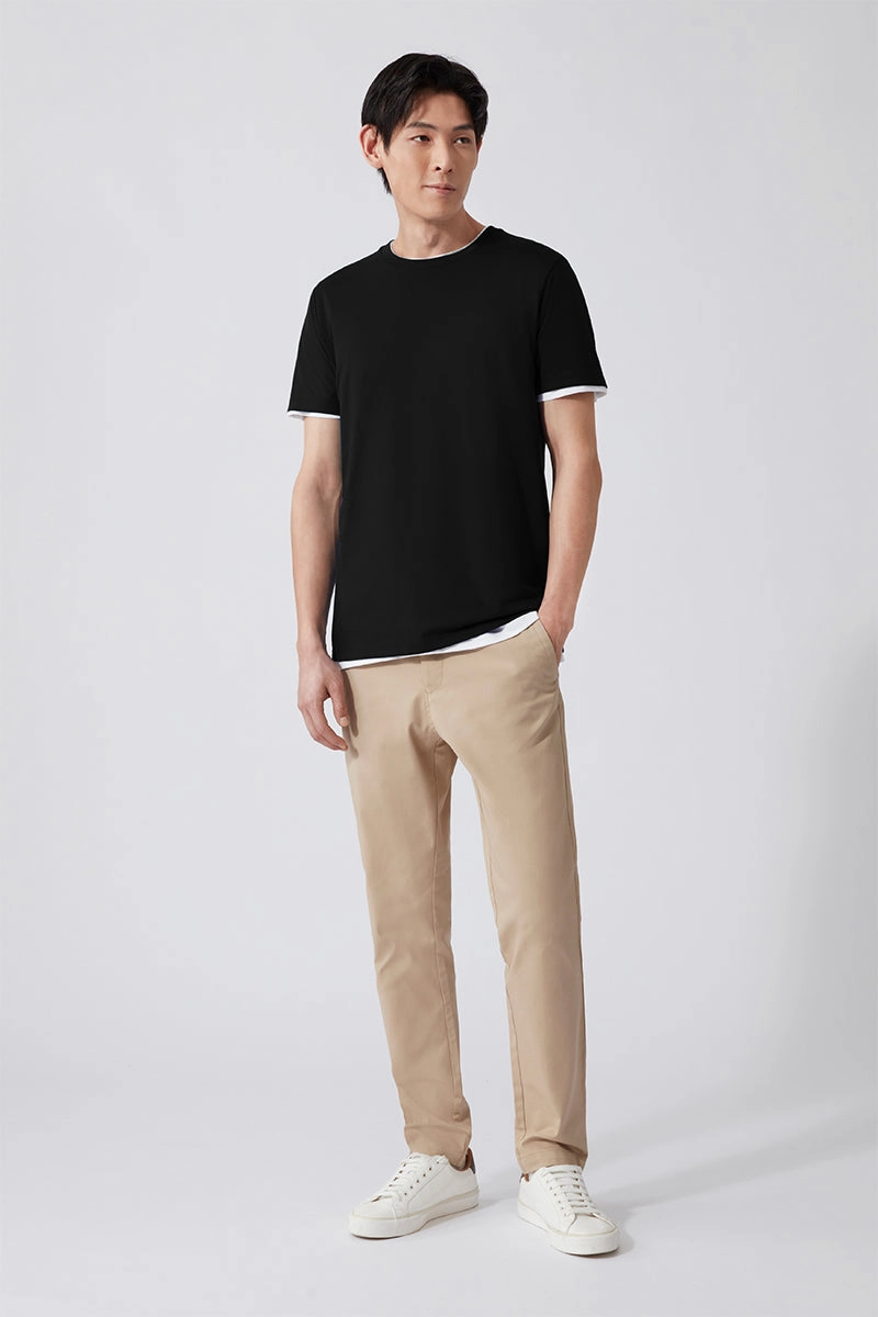 Chic Design Light Outfit Super Soft Crew Neck T-Shirt | Black BKFD01