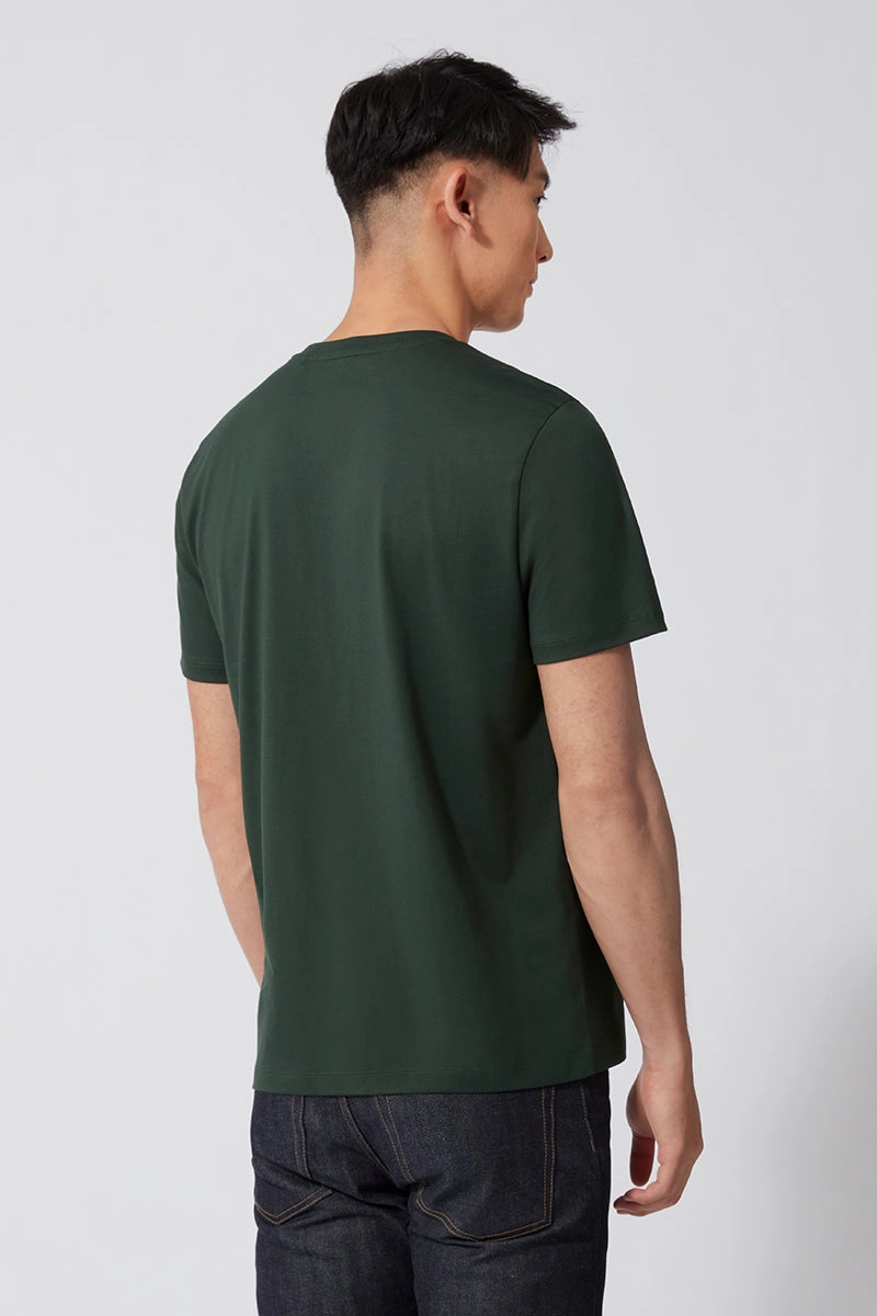 Super Soft Crew Neck T-Shirt | Green GNE455 Low Profile Collar Stone Wash Process