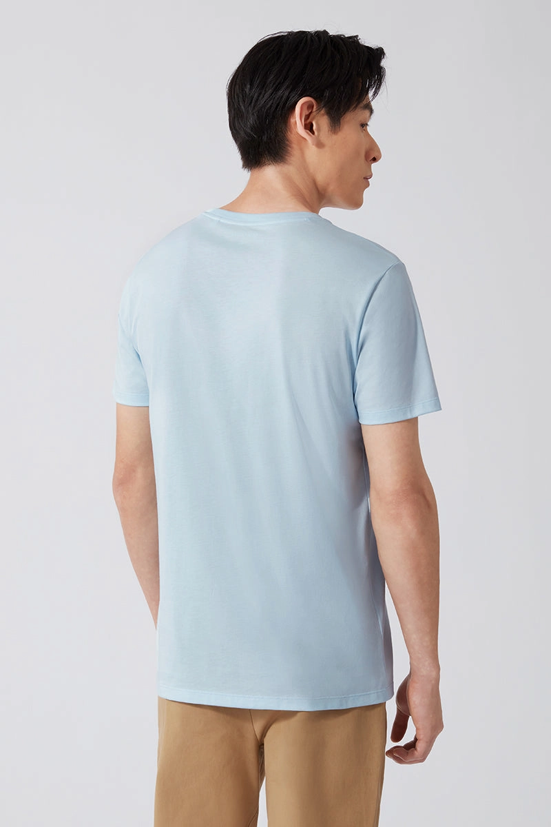 Adult sophistication Layered Neckline Super Soft Crew Neck T-Shirt | Light Blue BLE237