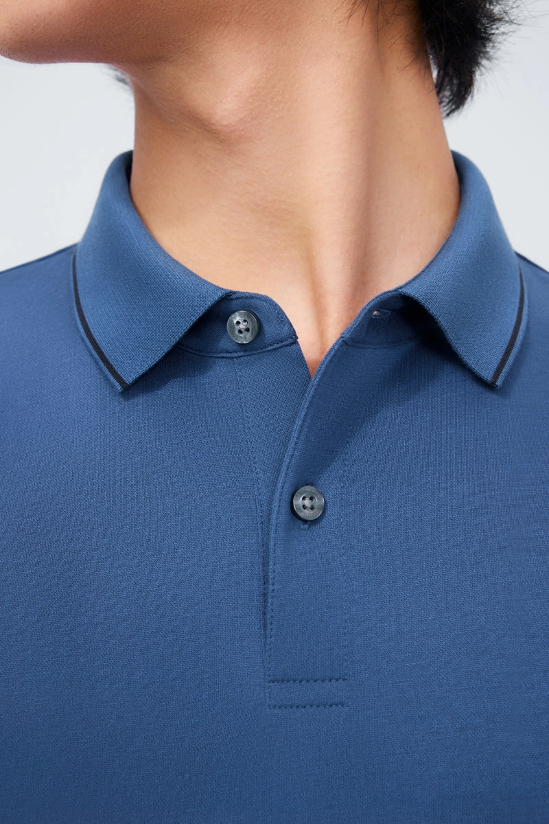 Super Soft Pique Tipped Polo | Blue NYE075 Business casual