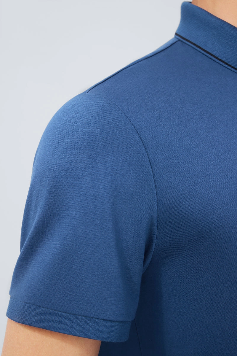 Super Soft Pique Tipped Polo | Blue NYE075 Urban Fashion Fashion Forward