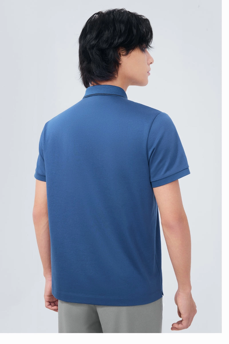 Comfortable fit Super Soft Pique Tipped Polo | Blue NYE075