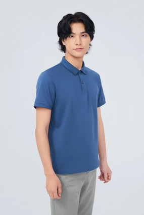 Super Soft Pique Tipped Polo | Blue NYE075 TemperatureRegulating Layer