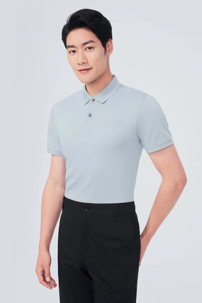 Chic Look Super Soft Pique Tipped Polo | Grey Blue BLE251