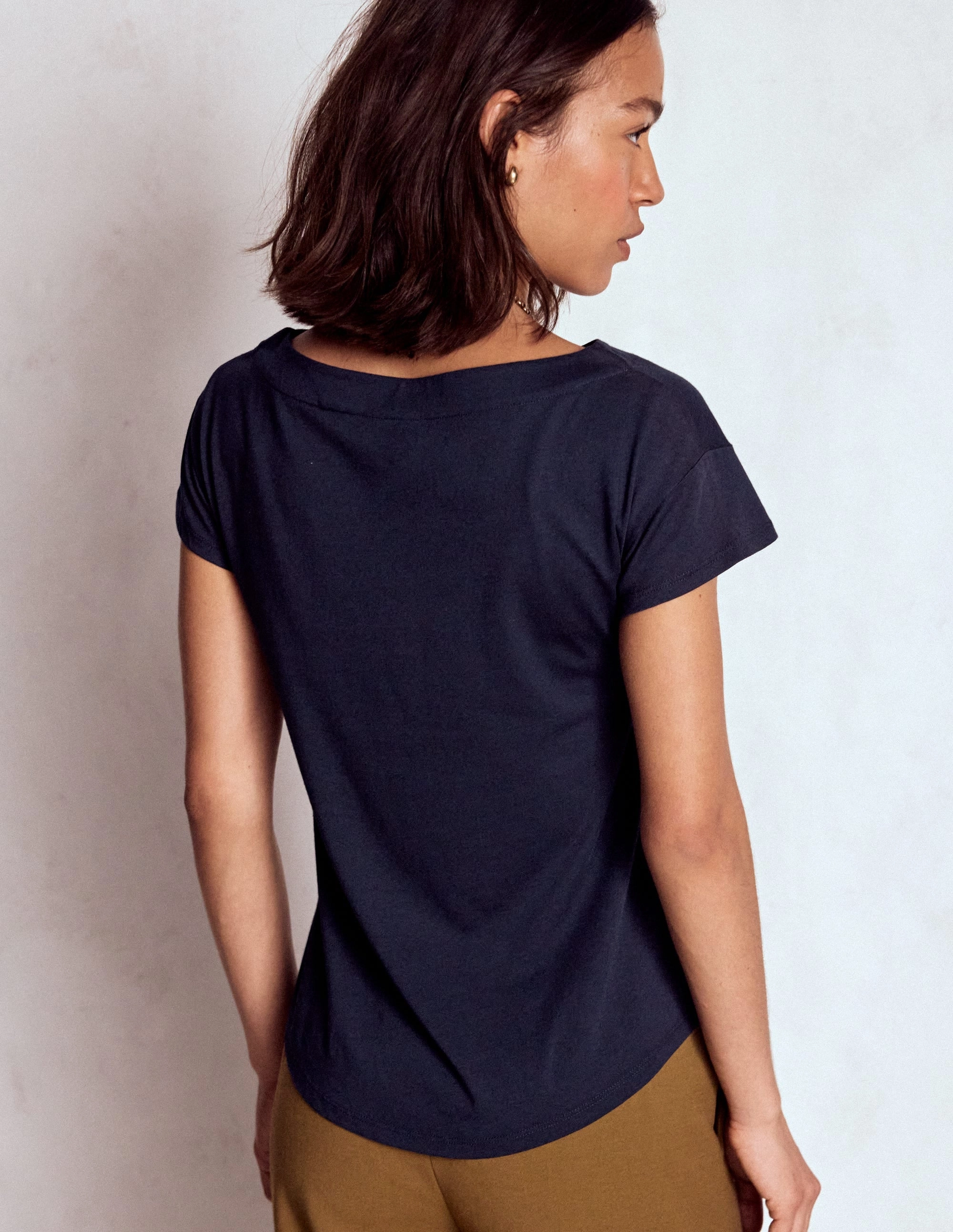 Supersoft Boat Neck T-Shirt-Navy PressureRelieving Support MultipanelLayout