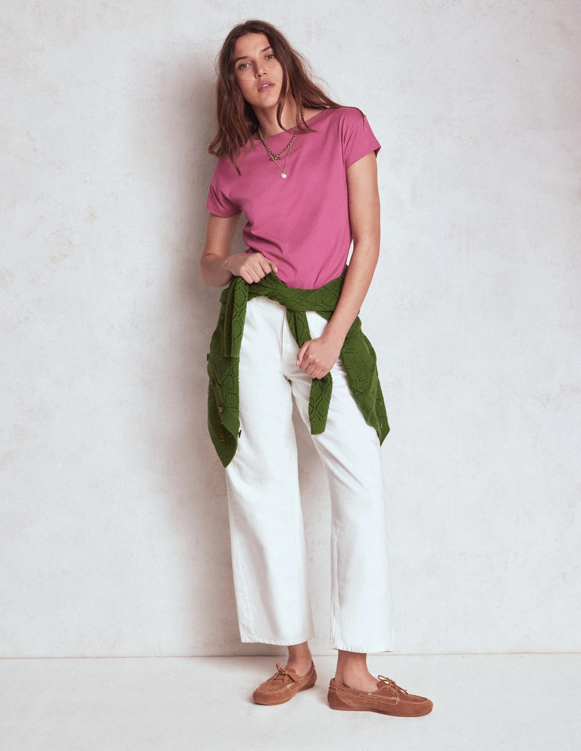 Supersoft Boat Neck T-Shirt-Purple Damson Stretchable Side Gussets Hidden Zipper Closure