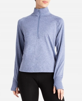 Supersoft Quarter Zip Pullover Sweatshirt In Stonewash Melange Winter Must-Have Knit Snuggly Knit