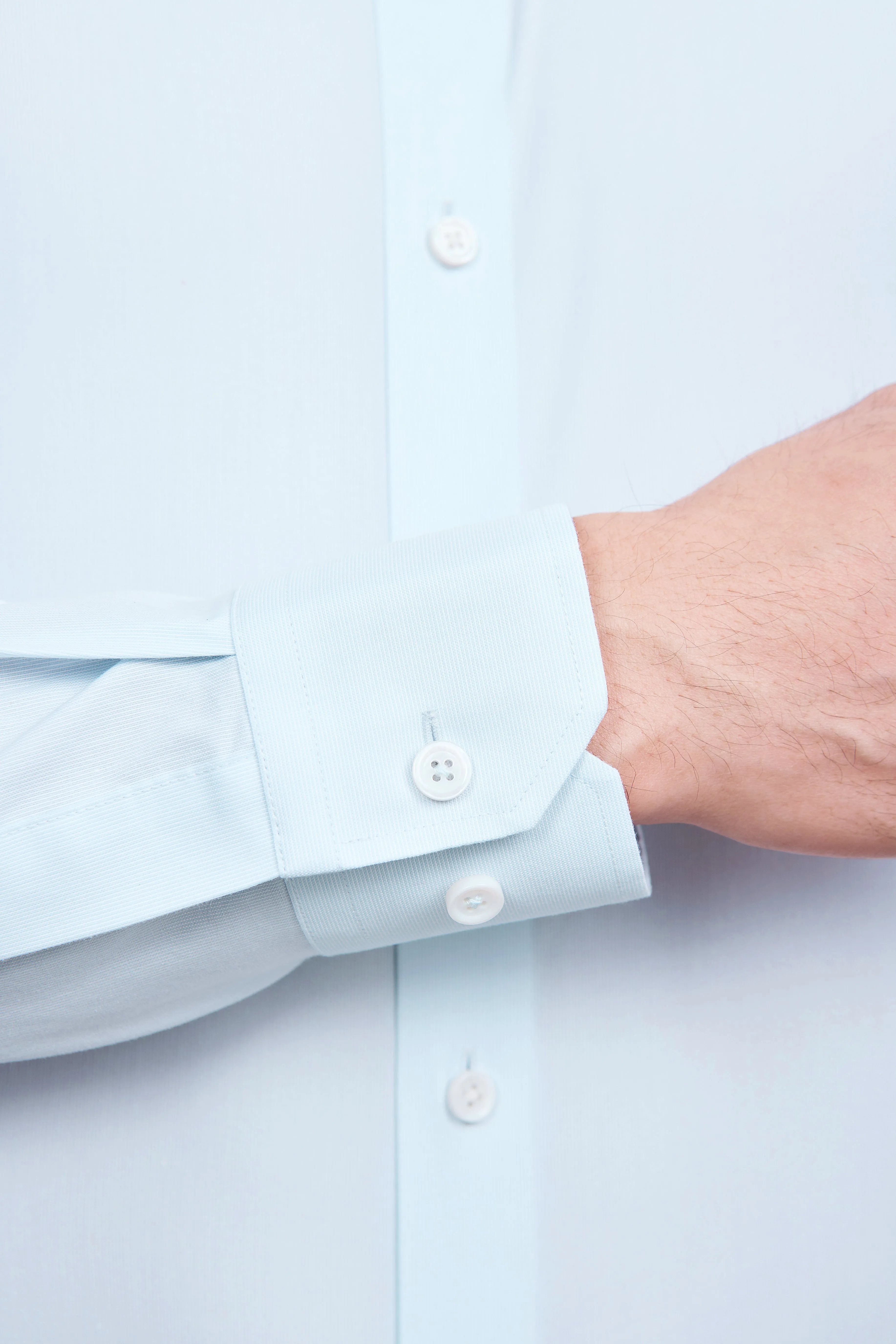 UV Protective Fabric Modern Look Supreme Cotton-Cashmere Dobby Dress Shirt | Pale Blue Stripes 28699N