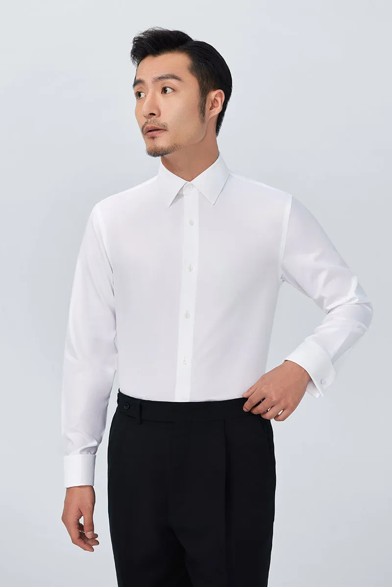 Striped Design Supreme Cotton French Cuff Dress Shirt | White WH001Z