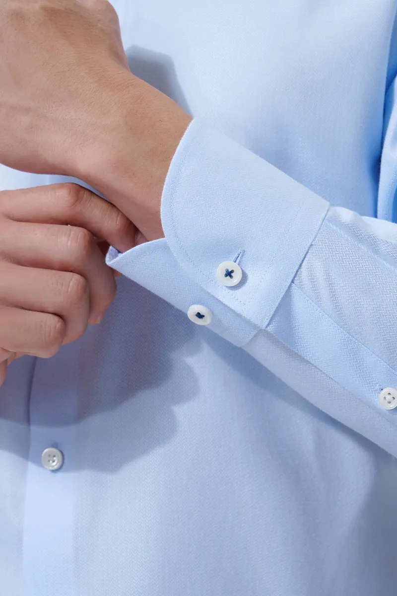 Supreme Cotton-Silk Dress Shirt | Light Blue 1459DK Tuckable Hem