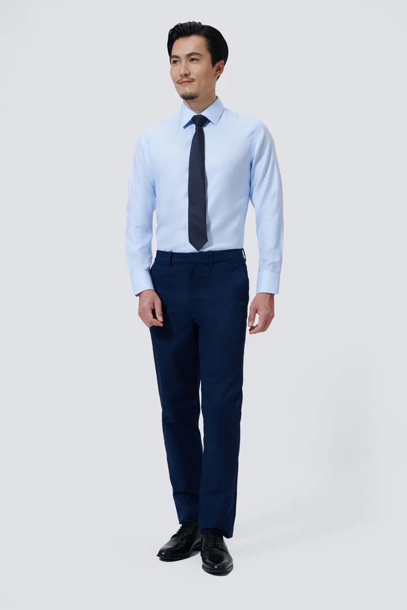 Supreme Cotton-Silk Dress Shirt | Light Blue 1459DK Laser Cut Edge Detail Roomy Cut