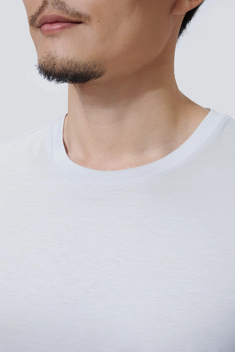 polo neck Supreme Cotton-Silk Crew Neck T-Shirt | Light Grey BLE038