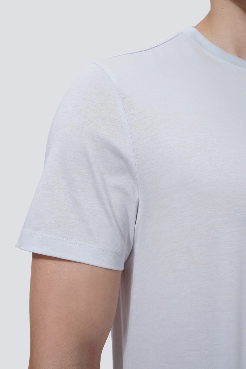 High Density Knit Eco Friendly Material Supreme Cotton-Silk Crew Neck T-Shirt | Light Grey BLE038