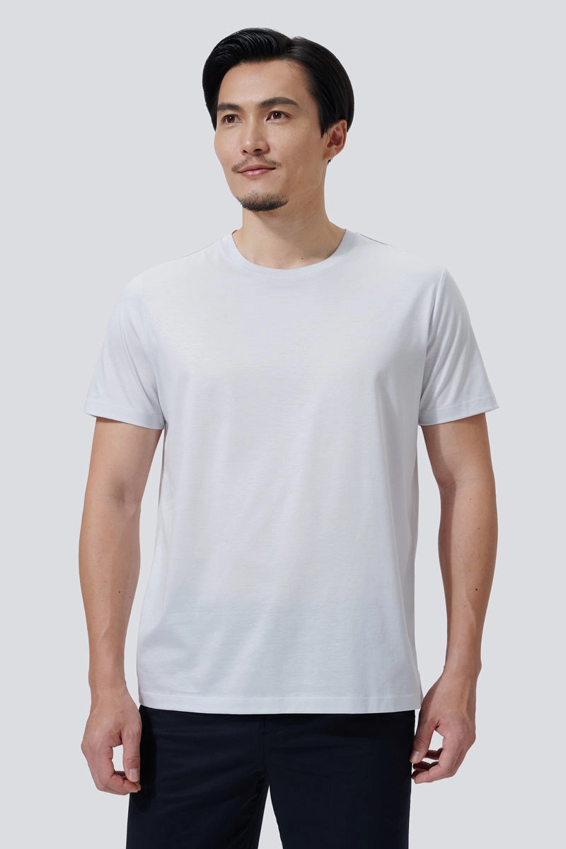 Functional Wear Beach Wear Supreme Cotton-Silk Crew Neck T-Shirt | Light Grey BLE038