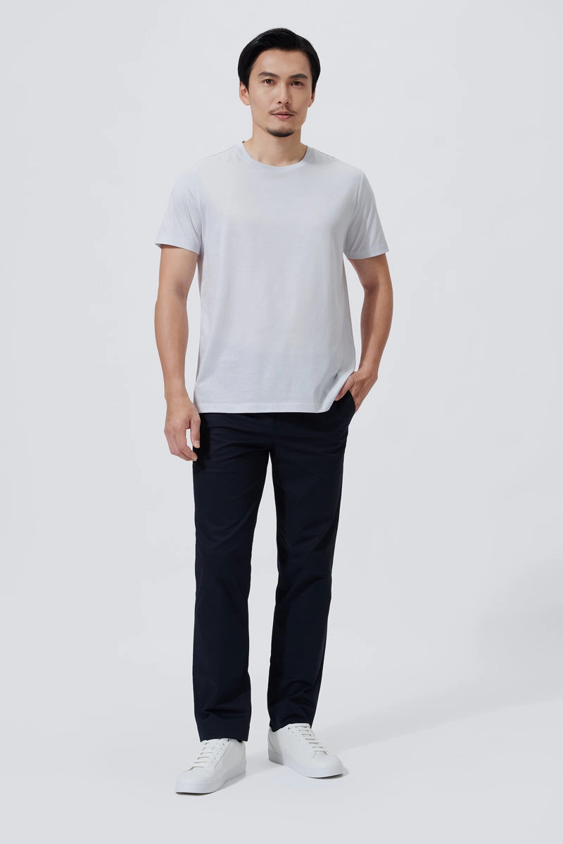 Supreme Cotton-Silk Crew Neck T-Shirt | Light Grey BLE038 Stretchable Fabric