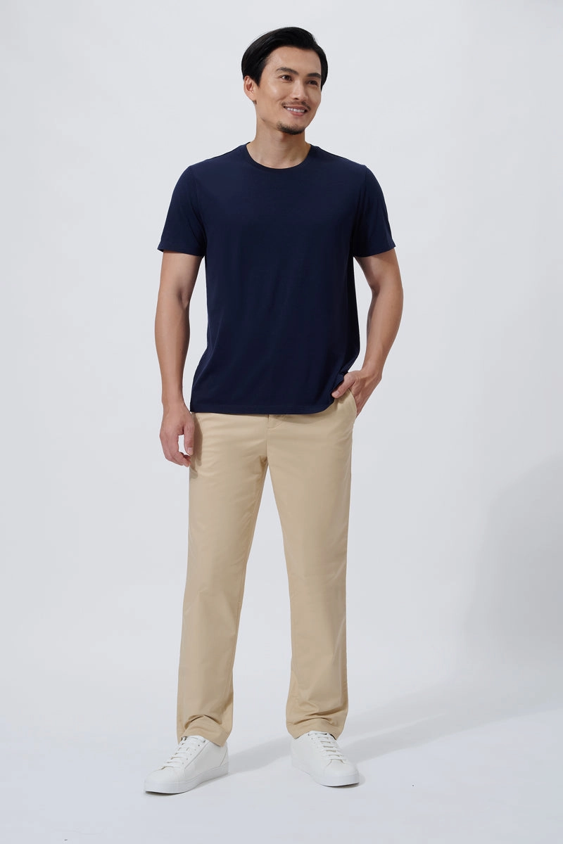 Supreme Cotton-Silk Crew Neck T-Shirt | Navy NYYD01 Simple Layer