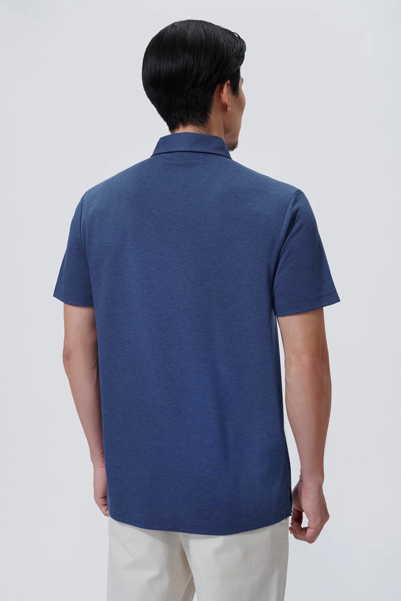 Moisture wicking Relaxed Look Supreme Cotton-Silk Pique Polo | Blue EB1258