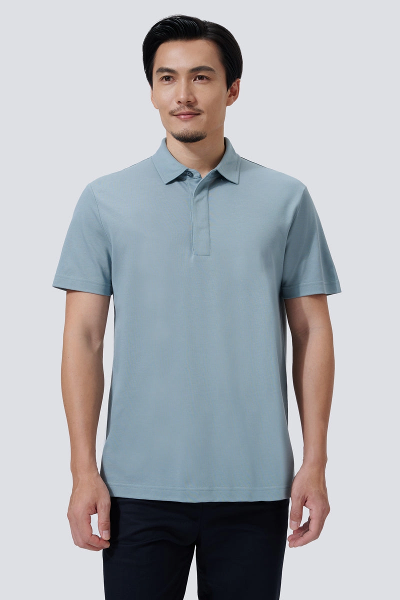 Weekend Outing SoftCheckered Weave Supreme Cotton-Silk Pique Polo | Green GYE112
