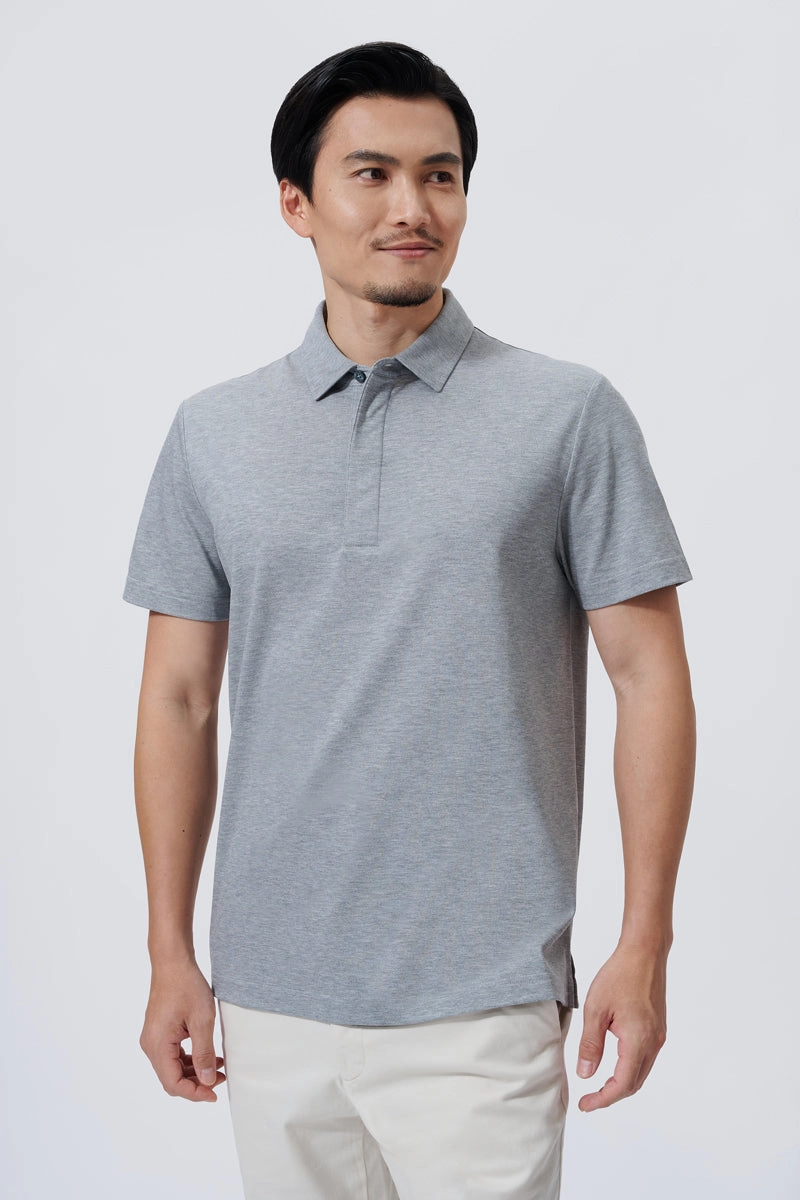 Minimal Design Supreme Cotton-Silk Pique Polo | Grey BC5028