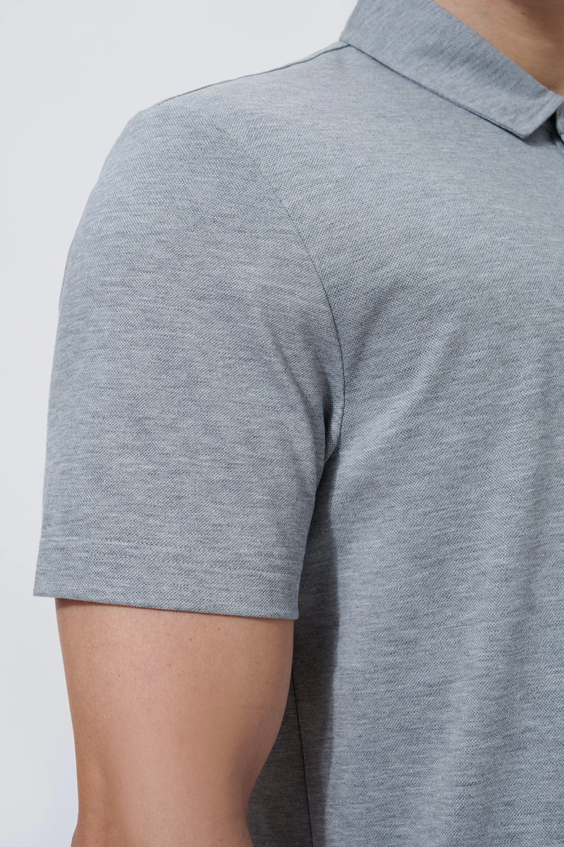 Supreme Cotton-Silk Pique Polo | Grey BC5028 Classic Neckline AntiStatic Treatment