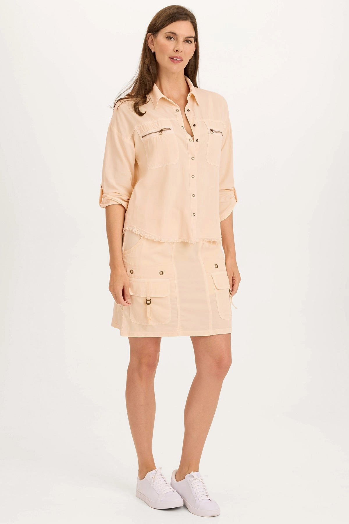 Fashion Collab Lightweight texture Leto Twill Cargo Mini Skirt