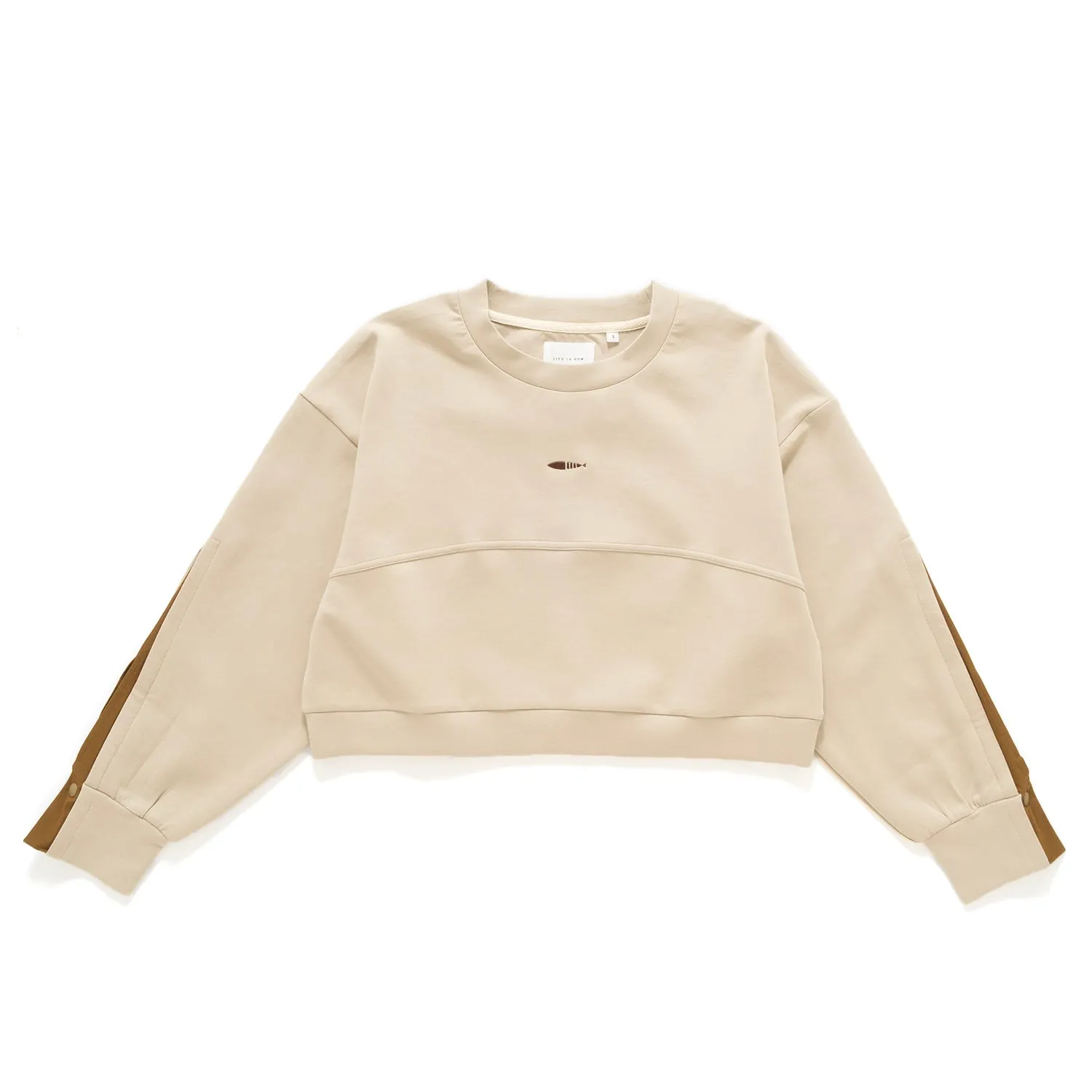 (SW476) Splited Sleeve Cropped Sweater Cozy Knit Look Versatile Layers
