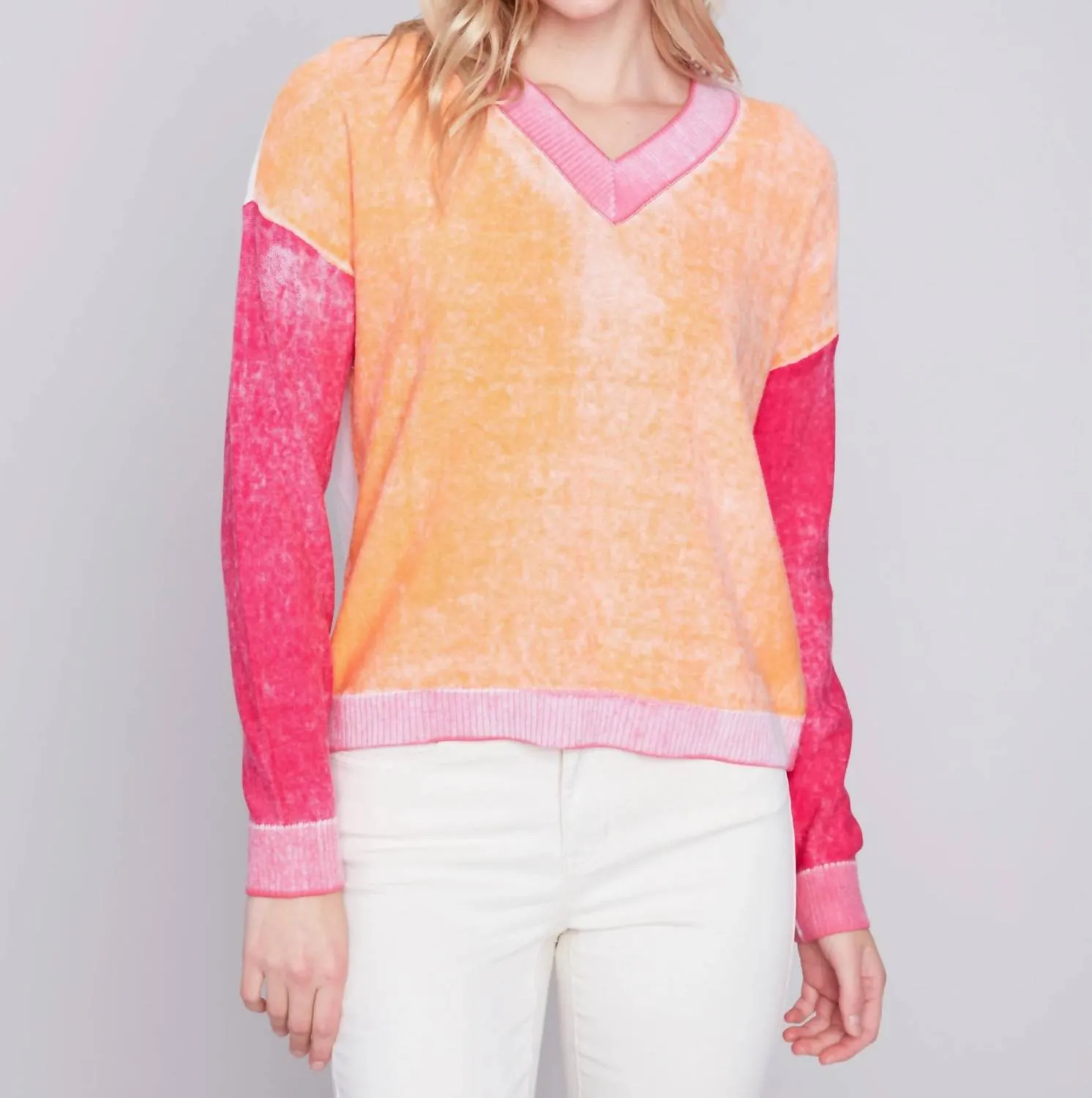 Layering Knit Elora Spring Sweater In Tangerine