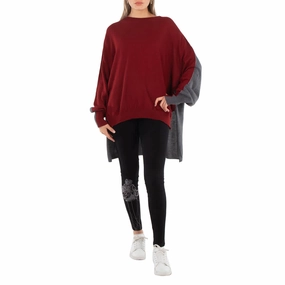 Y'S Two-Tone Wool Blend Fine-Knit Jumper, Brand Size 2 (Small) Trendy Warmth