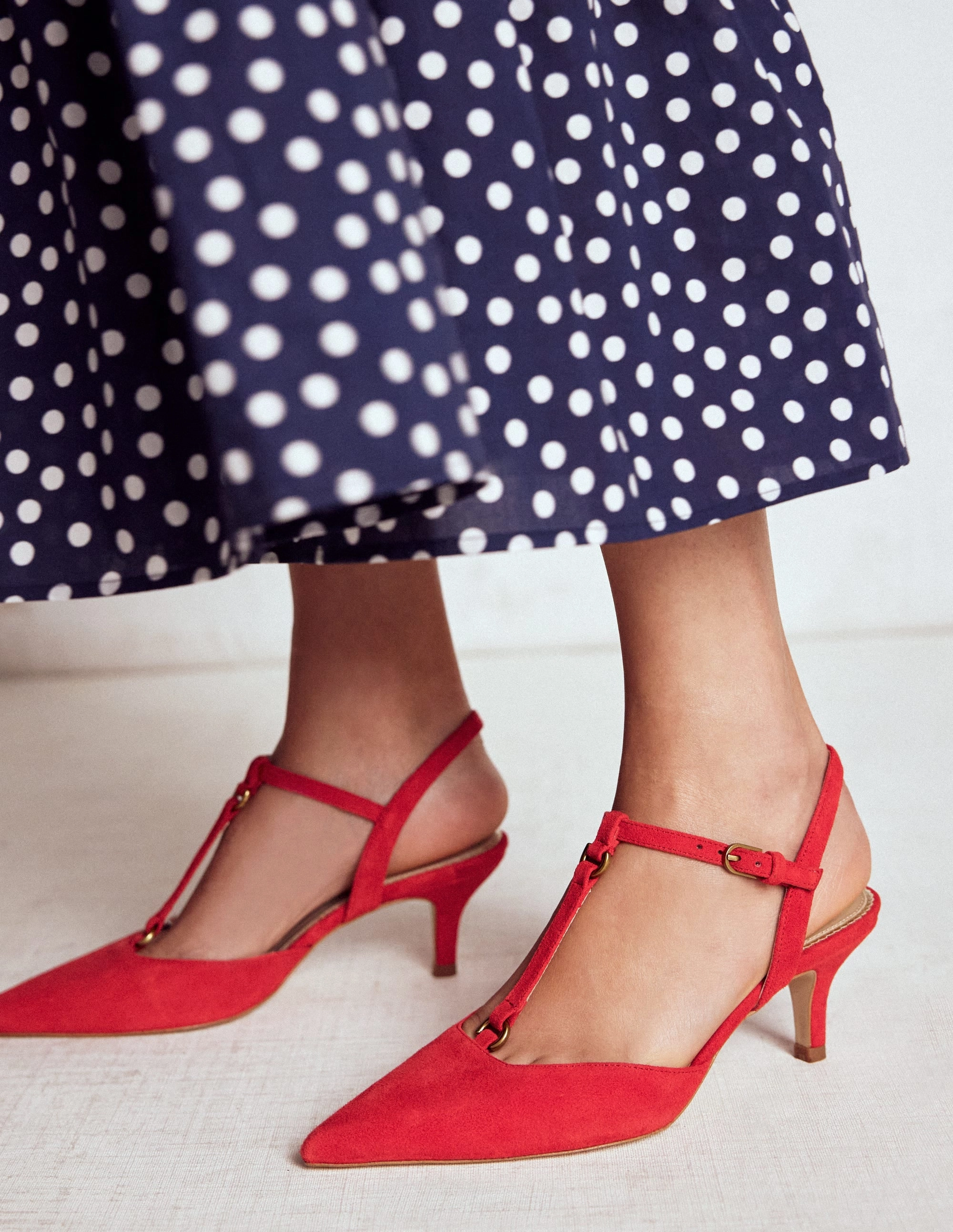 T-Bar Point Heels-Post Box Red Water Resistant