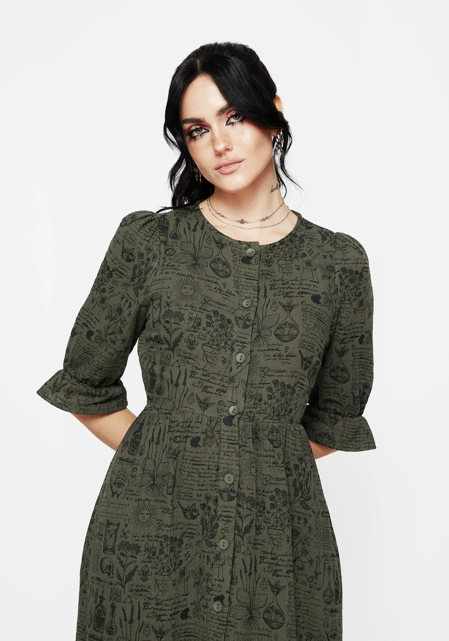 Taddea Cotton Button Up Midaxi Dress Office Smart Breeze Flow