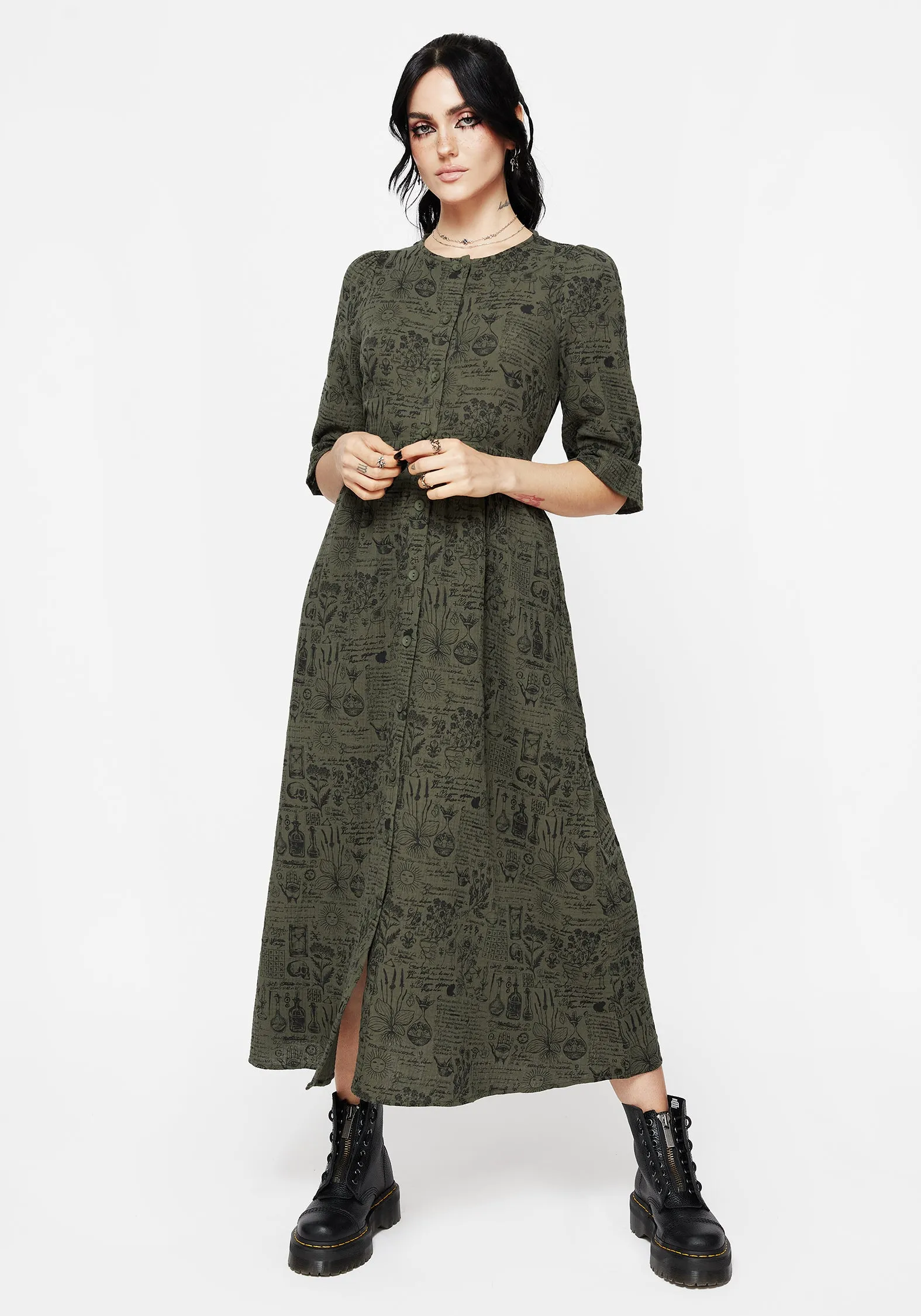 Soft cotton dress Taddea Cotton Button Up Midaxi Dress