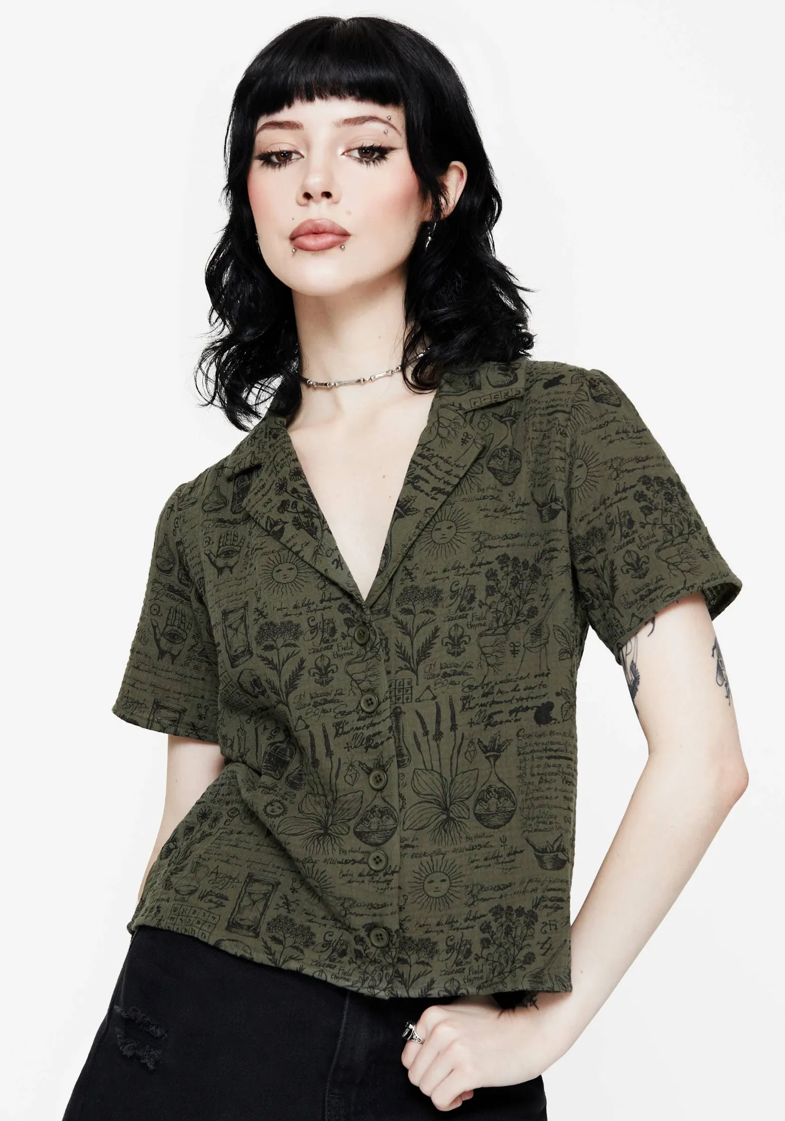 Taddea Cotton Relaxed Button Up Blouse Breathable Lining