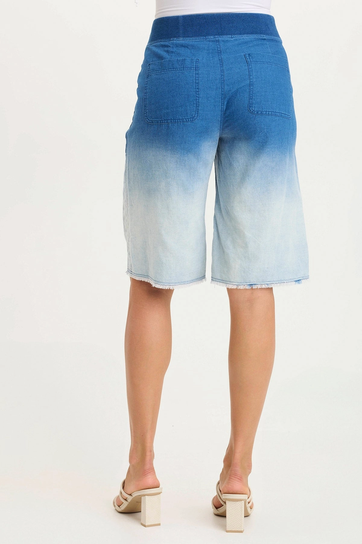 Themia Indigo Twill Pull-On Bermuda Short Lightweight Design