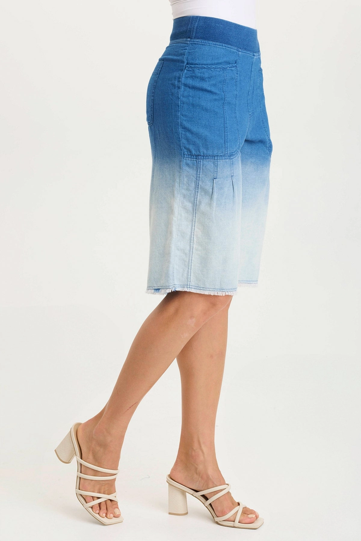 Themia Indigo Twill Pull-On Bermuda Short Moisture Controlled Lining