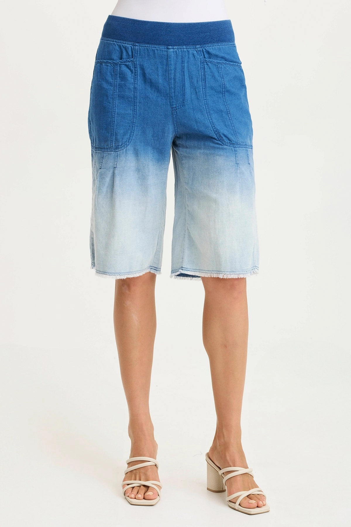 Themia Indigo Twill Pull-On Bermuda Short Cool Design