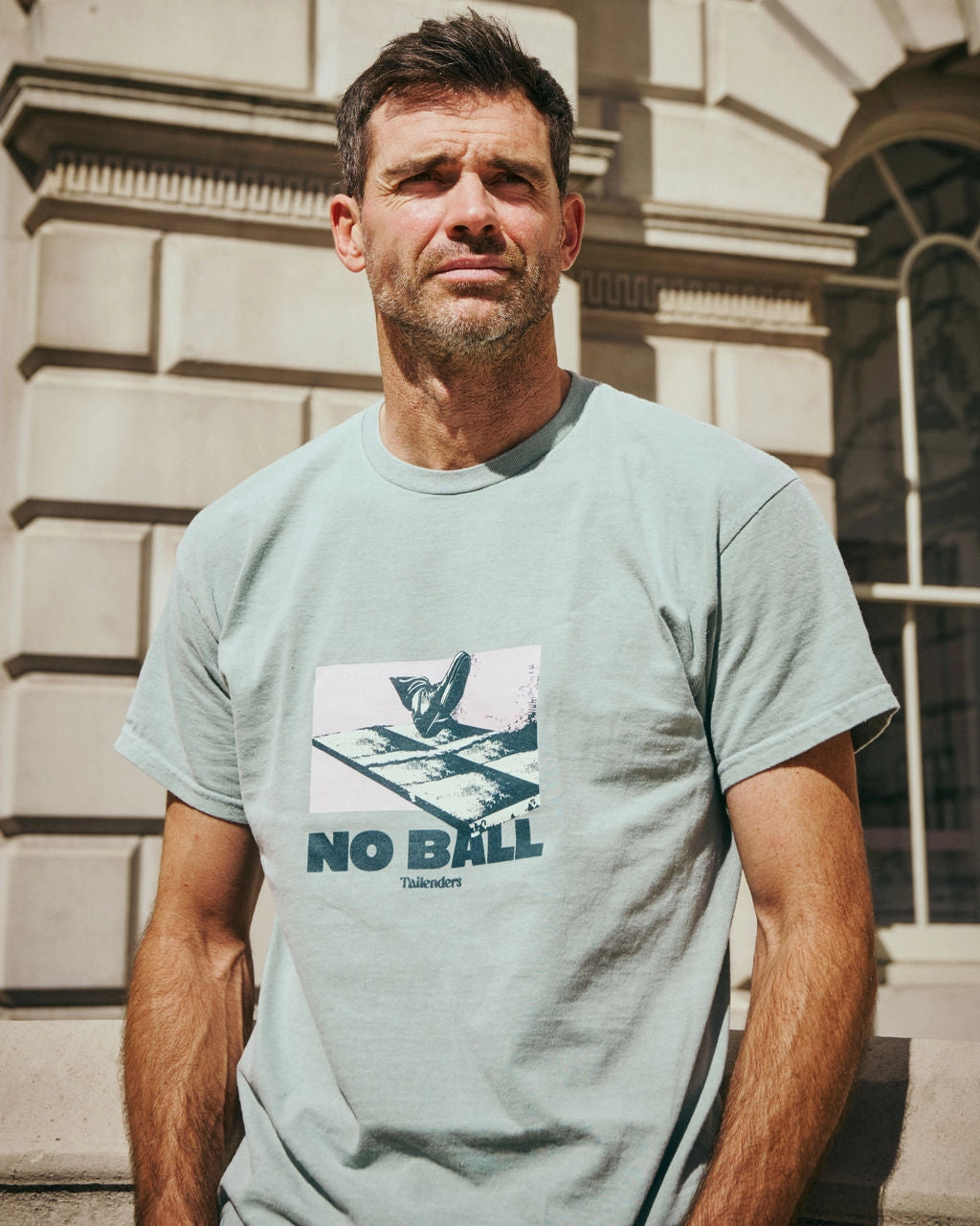Ethically Sourced Material Running Gear Tailenders 'No Ball' Washed Tee - Seafoam