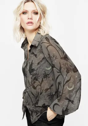 Gloriana Floral Print Chiffon Shirt Comfortable Wear Tall Length