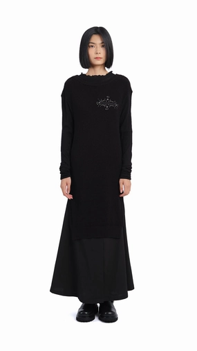 Work Mood Smile Soft Knitted With Beading Dress