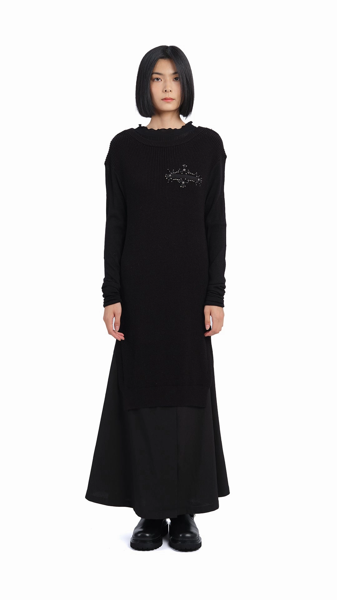 Work Mood Smile Soft Knitted With Beading Dress